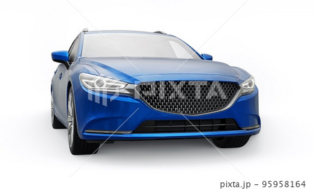 family mid-size city car station wagon on a white background. 3d rendering. family mid-size city car station wagon on a white background. 3d rendering. 95958164