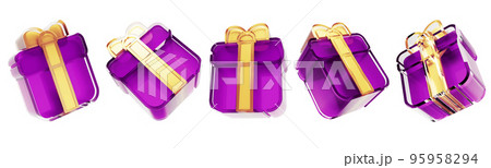 Gift box 3D illustration isolated on white background. Holiday surprise box Realistic 3d icons. 95958294