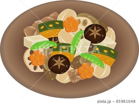 大皿に盛られた煮物 95961048
