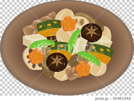 大皿に盛られた煮物 95961048