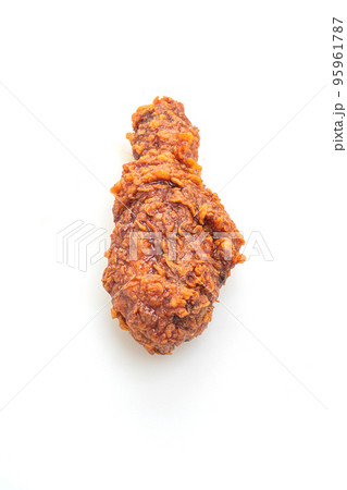 fried chicken with spicy Korean sauce on white background fried chicken with spicy Korean sauce on white background 95961787