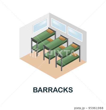 Barracks icon. 3d illustration from war collection. Creative Barracks 3d icon for web design, templates, infographics and more 95961988