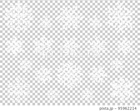 スタンプ風の白い雪の結晶のイラストセット 95962214