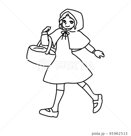 lade at styre labyrint Little Red Riding Hood (line drawing) - Stock Illustration [95962515] -  PIXTA