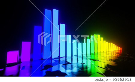 Audio colorful wave animation. Sound wave from equalizer. 3D rendering illustration 95962913
