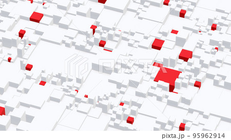Background of white and red cubes moving at different levels. 3D rendering illustration. Background of white and red cubes moving at different levels. 3D rendering illustration. 95962914