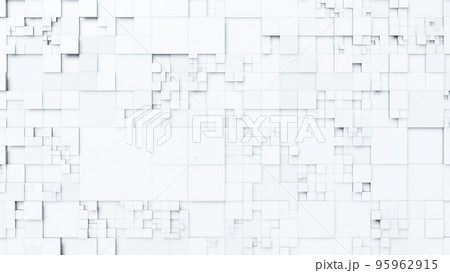 Background of white cubes moving at different levels. 3D rendering illustration. 95962915