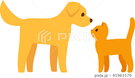 Cartoon cat and dog facing each other 95963570