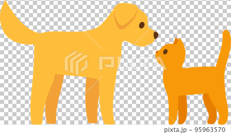 Cartoon cat and dog facing each other 95963570