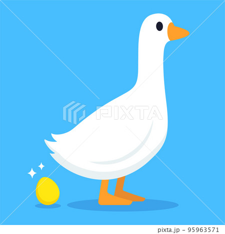 Cartoon goose laying golden egg 95963571
