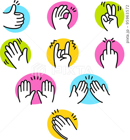 Cartoon hand gesture icon set 95963572
