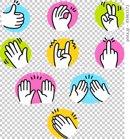 Cartoon hand gesture icon set 95963572