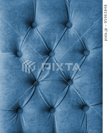 Blue capitone velours textile decoration with buttons 95963848