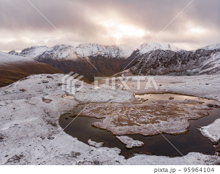 Panoramic aerial view of Caucasian Mountains 95964104