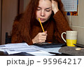 Woman is upset with the bills energy crisis 95964217