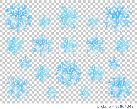 水彩風の水色の雪の結晶のイラストセット 95964342