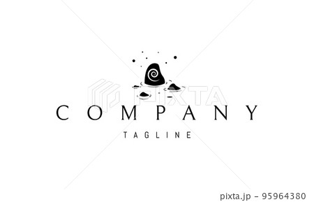 Vector logo on which an abstract image of strange magical stones on the lake. Vector logo on which an abstract image of strange magical stones on the lake. 95964380