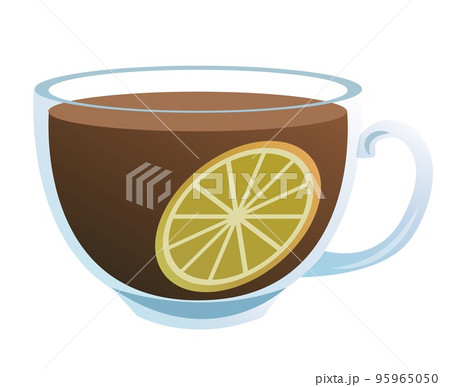 Glass cup of tea with lemon. Isolated on white background 95965050