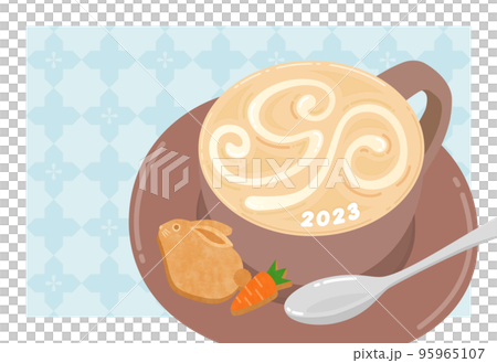 New Year's card 2023 rabbit rabbit latte art cream 95965107