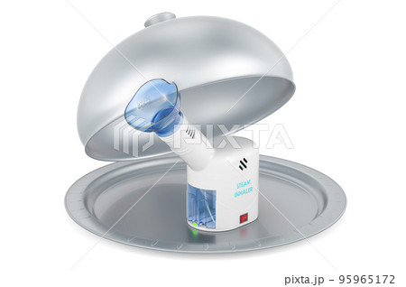 Restaurant cloche Facial Steamer, Steam Inhaler, Personal Humidifier, Vaporizer or Vocal Steamer with Aromatherapy Diffuser and Soft Face Mask for Cleansing. 3D rendering 95965172