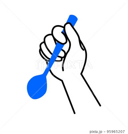 スプーンを持っている手のイラスト素材 95965207
