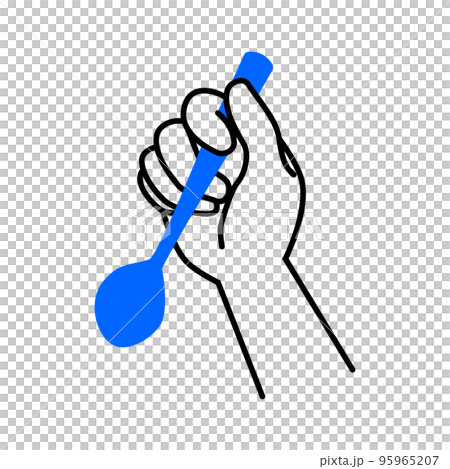 スプーンを持っている手のイラスト素材 95965207