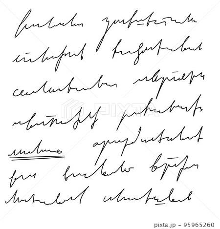 Handwritten Unreadable illegible text. Abstract handwriting of fictional language. Handwritten Unreadable illegible text. Abstract handwriting of fictional language. 95965260
