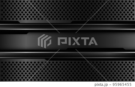 Abstract metal black cyber thin line geometric on grey circle mesh design modern futuristic background vector 95965455