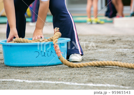 運動会　人気種目　綱引き　勝負 95965543
