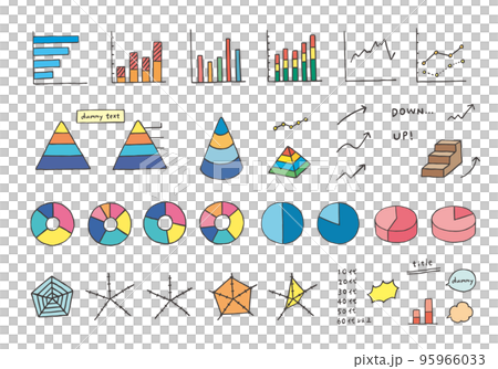 いろんなグラフの手描きアイコンセット(カラー) いろんなグラフの手描きアイコンセット(カラー) 95966033
