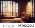 Living room home interior with christmas tree 95968228