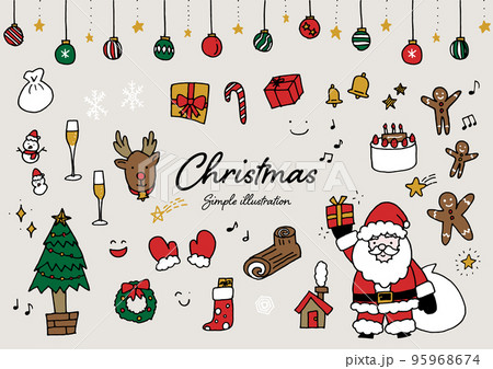 ペンを使った手描きのかわいいクリスマスのイラスト素材 95968674