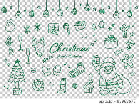 Hand-drawn cute Christmas illustration material using a pen Hand-drawn cute Christmas illustration material using a pen 95968675