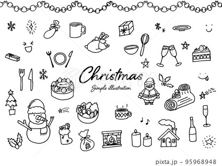ペンを使った手描きのかわいいクリスマスのイラスト素材 95968948