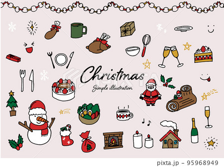 ペンを使った手描きのかわいいクリスマスのイラスト素材 95968949