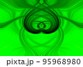 Illustration green curve in the shape of a heart., Abstract green background and many bright colors., desktop computer background, Illustration green curve. 95968980