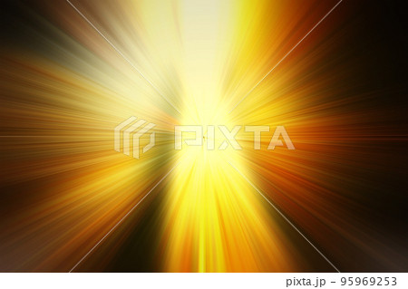 Abstract fractal gold background. Magic illustration, hyperspace motion in star trail. Exploding and expanding movement, Bright blast of light background. 95969253