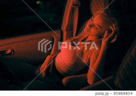 Night Passenger in a car 95969854