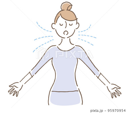息を吸う　吐く　女性 95970954