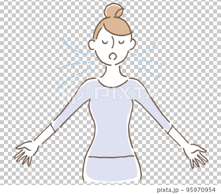 息を吸う　吐く　女性 95970954