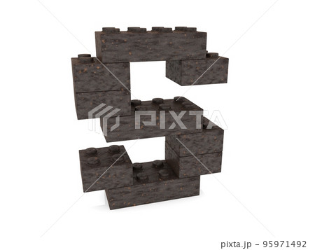Letter S from rusty metal toy bricks 95971492