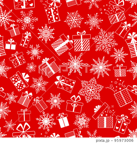 Seamless pattern of gift boxes and snowflakes Seamless pattern of gift boxes and snowflakes 95973006