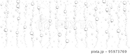 Transparent bubbles background. Fizzy drink, carbonated water, seltzer, beer, soda, champagne or sparkling wine texture. Underwater air stream in ocean, sea or aquarium 95973769