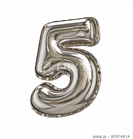 Silver foil balloon font number 5 FIVE 3D Silver foil balloon font number 5 FIVE 3D 95974614