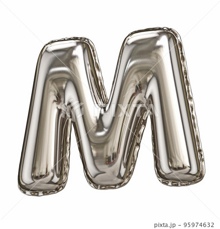 Silver foil balloon font letter M 3D 95974632