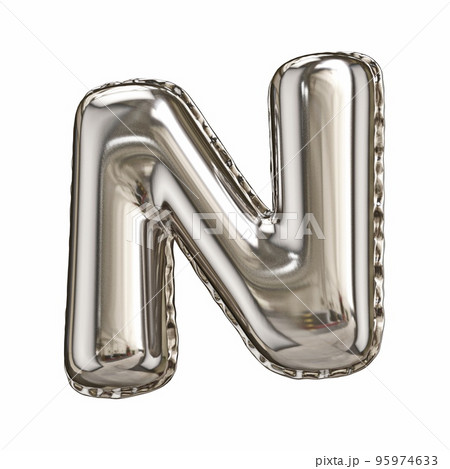 Silver foil balloon font letter N 3D 95974633
