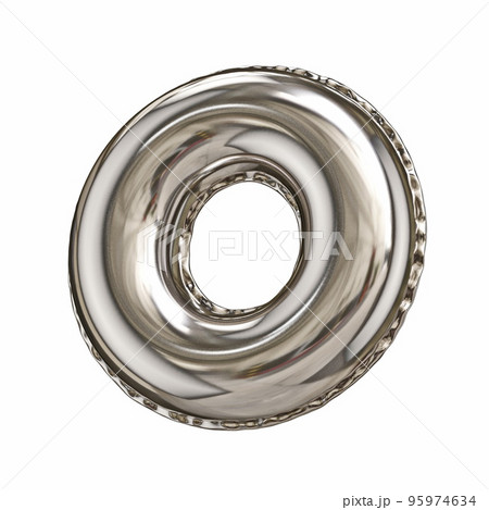 Silver foil balloon font letter O 3D 95974634