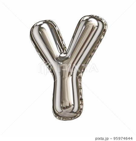 Silver foil balloon font letter Y 3D 95974644