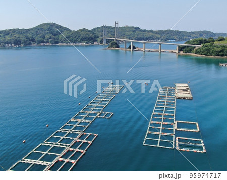 呼子町の呼子大橋と加部島の港湾の空撮 呼子町の呼子大橋と加部島の港湾の空撮 95974717