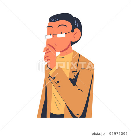 Man Character in Glasses as Member of Negotiation at Negotiating Table Vector Illustration Man Character in Glasses as Member of Negotiation at Negotiating Table Vector Illustration 95975095